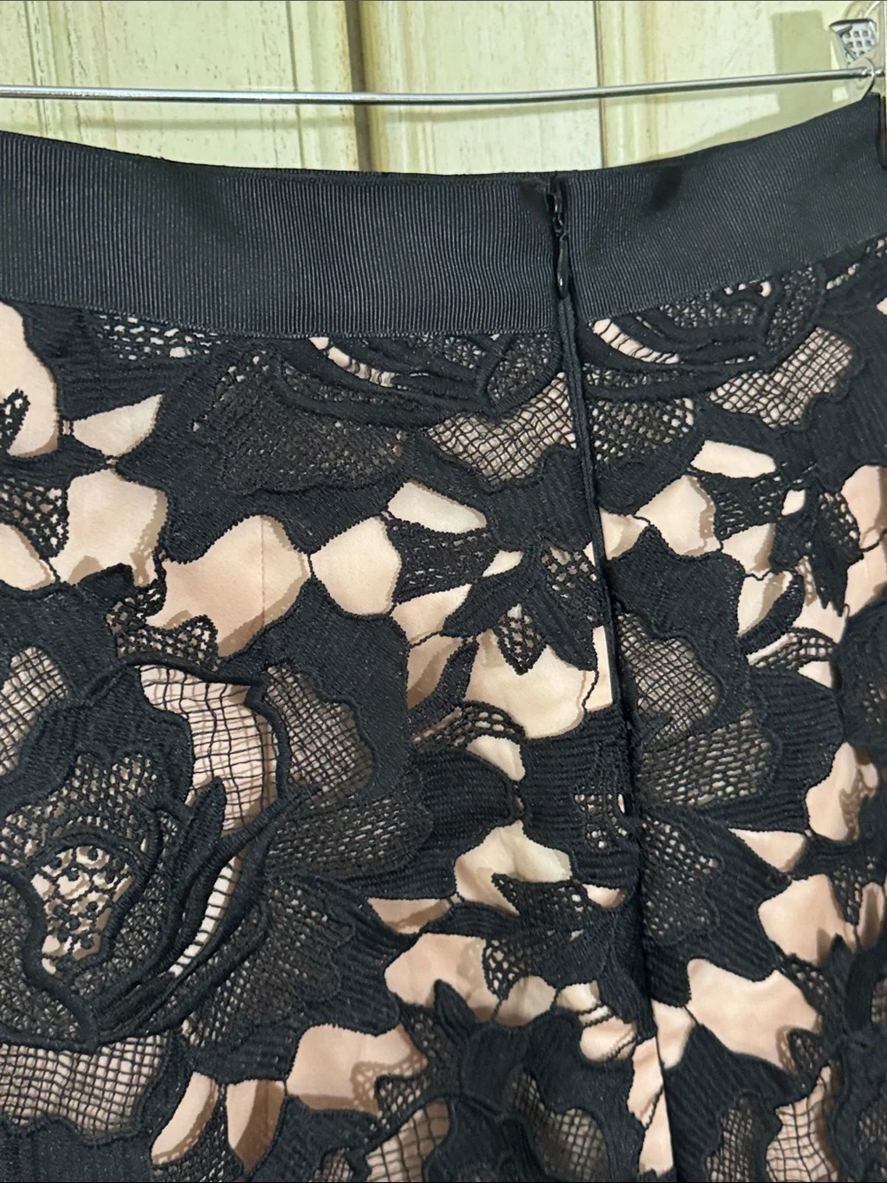 Alexis Black Lace Overlay Skater Skirt with Blush Underlay Size Small